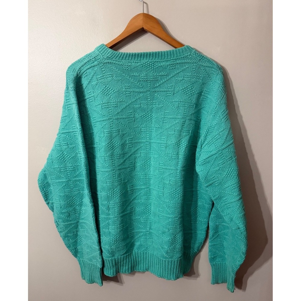 Vintage Woolrich Surf Green Textured Knit Sweater Large Made USA 80's/90s - Picture 2 of 8